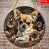 Vintage Chihuahua Metal Wall Art Aluminum Round Sign for Home Bar Decor Gift