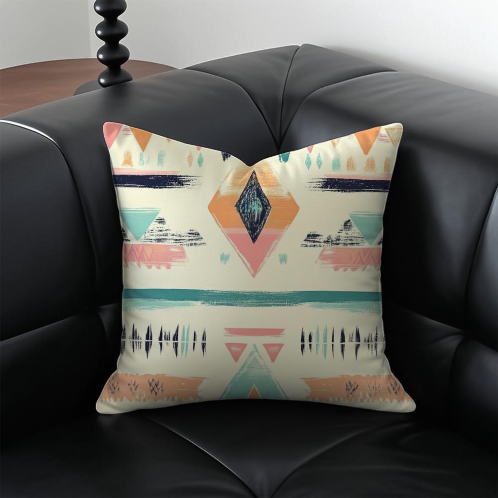Boho Pattern Ethnic Art Cushion Cover Pillow Case Antidustmite Invisible Zipper Silky Plush Cushion