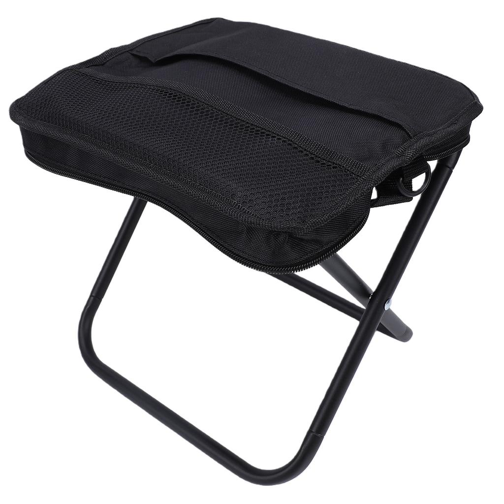 Outdoor Folding Stool Sling Bag 2 in 1 Portable Chair and Storage Pouch for Camping Hiking Fishing Black