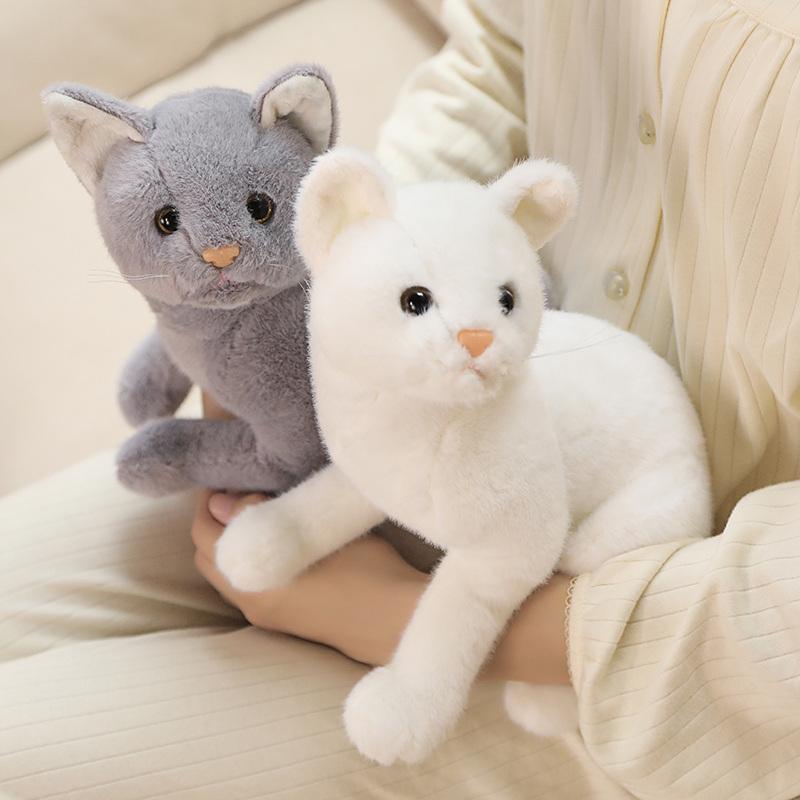 New Simulation Cat Stuffed Animal Plush Toy for Children To Sleep With, Soothing Dolls Cute Christmas Gifts for Kids