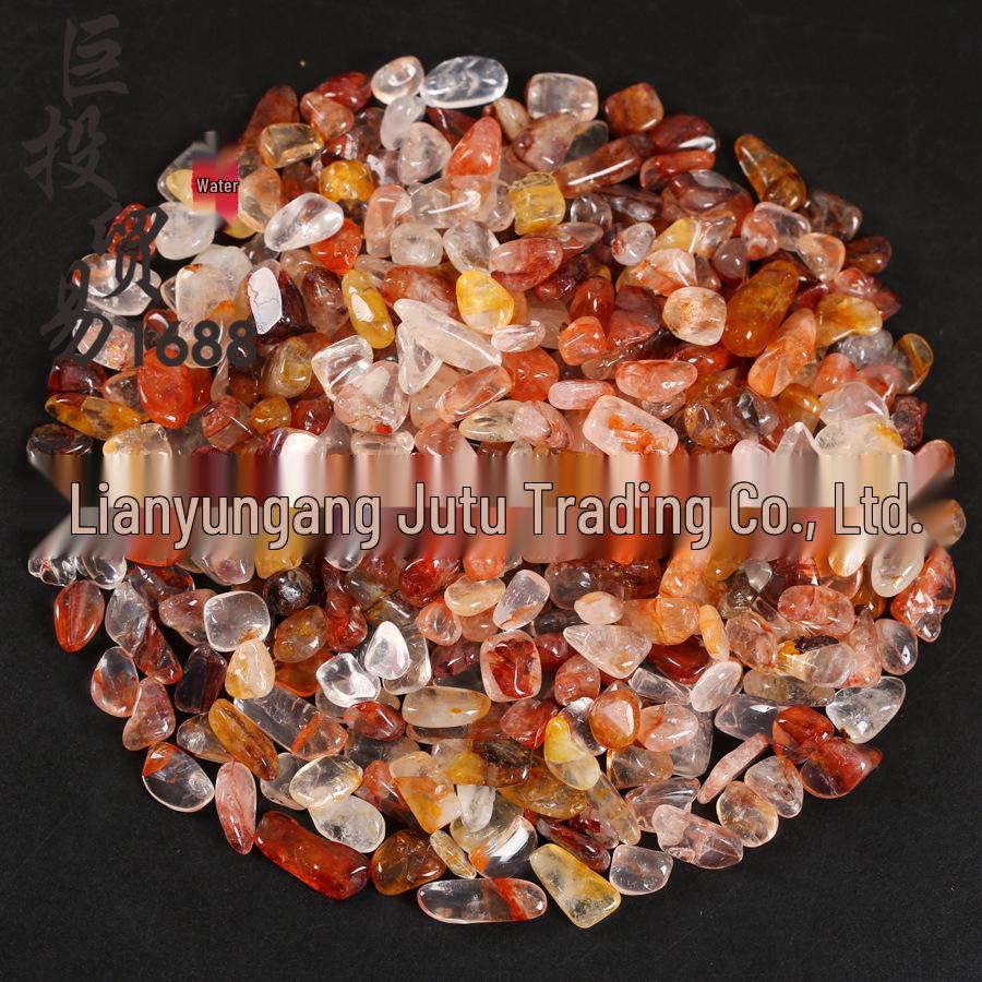 Natural Red Agate Yellow Jiao Hua Crushed Stone Ornament for Cups and Bottles