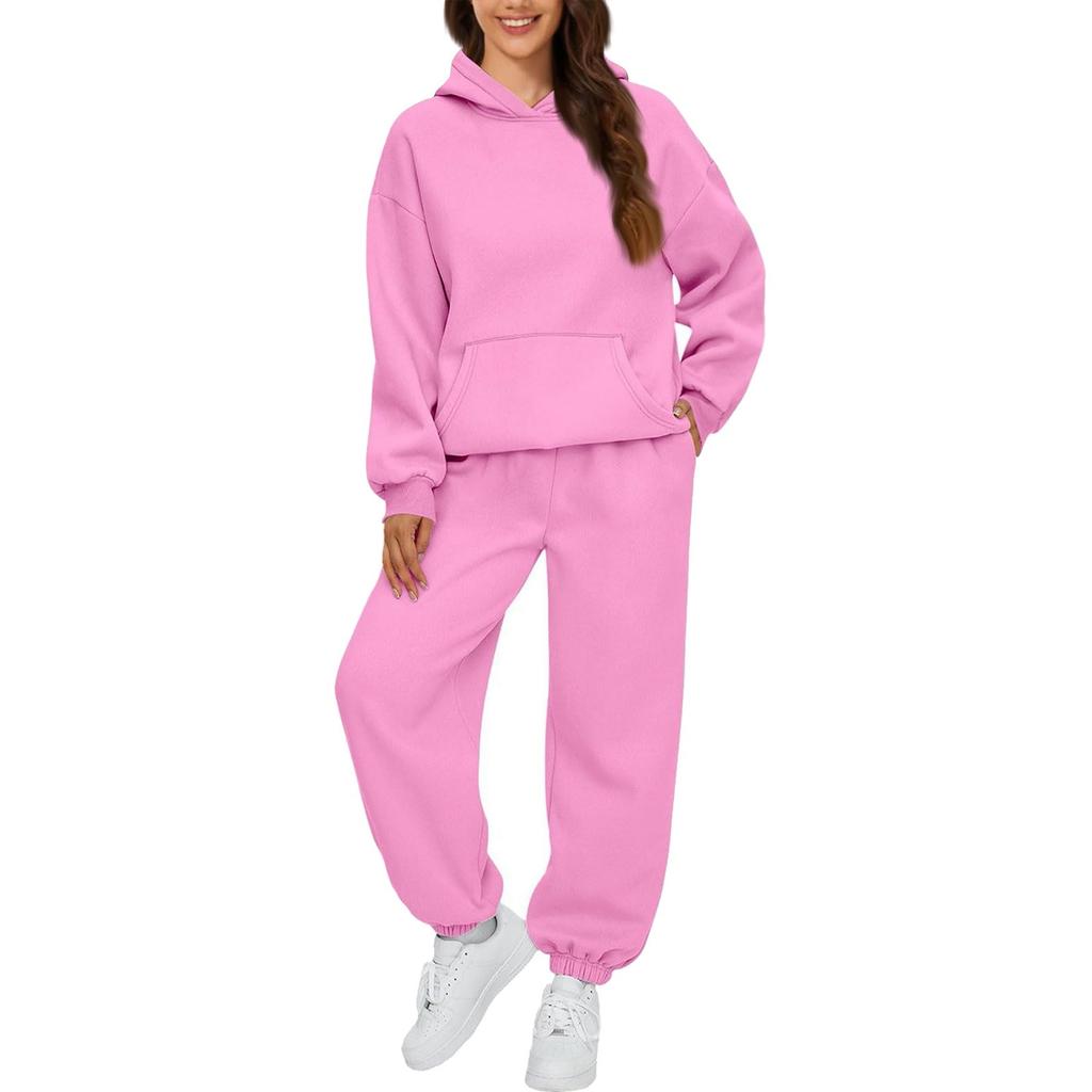 Womens 2 Piece Outfits Hoodie Sweatsuit Sets Oversized Sweatshirt Baggy Fall Fashion Sweatpants With Pockets