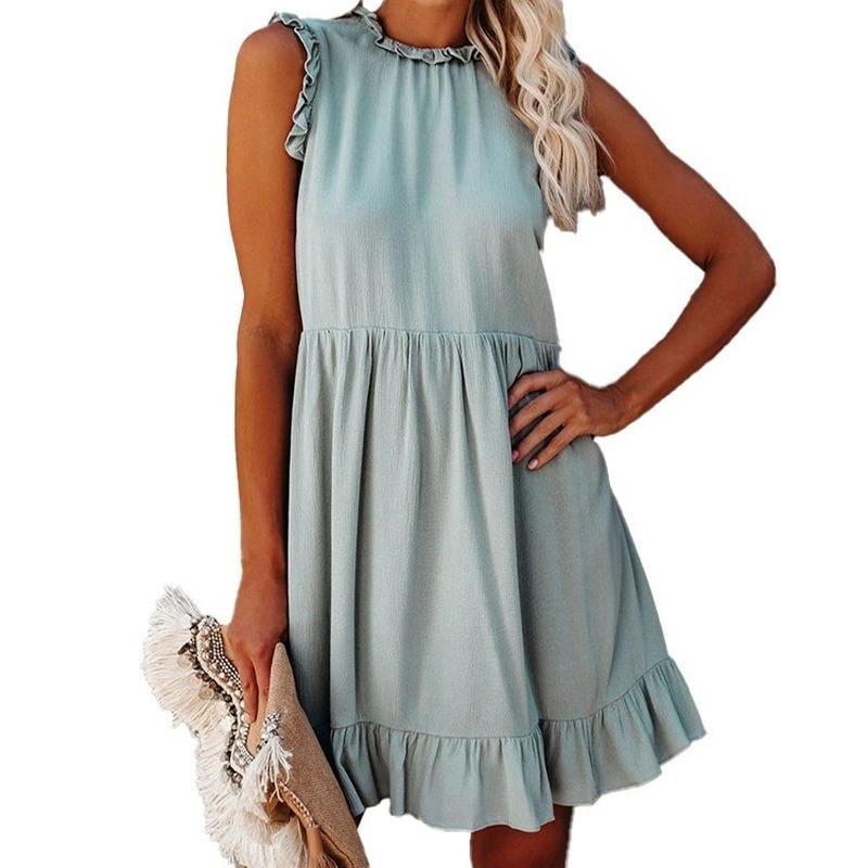 Nuova moda da donna Ruffle abito senza maniche a tinta unita abito corto  casual vestito sciolto acquista in modo economico — spedizione gratuita,  recensioni reali con foto — Joom