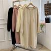 Sweatshirt for Women Hooded Winter Thickened Loose Knit Long Loose Solid Color Sweater Dress Casual Pullover Long Sleeve Top Sweatshirt