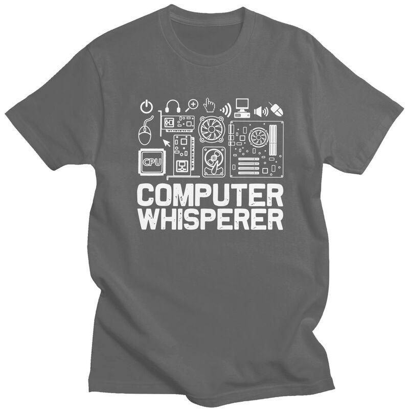 Computer Whisperer Tech Supports Programmer Coder Tshirt Men Short Sleeve Graphic Tee Shirt Loose Oversized Pure Cotton Tee Tops