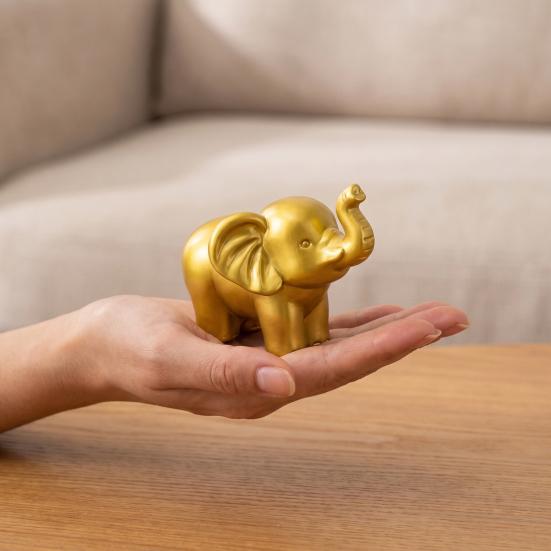 Minimalist Room Decor Accessories Mini Resin Elephant Figurine, Good Luck Statue Tabletop Decor, Decorative Desktop Small Ornament for Home