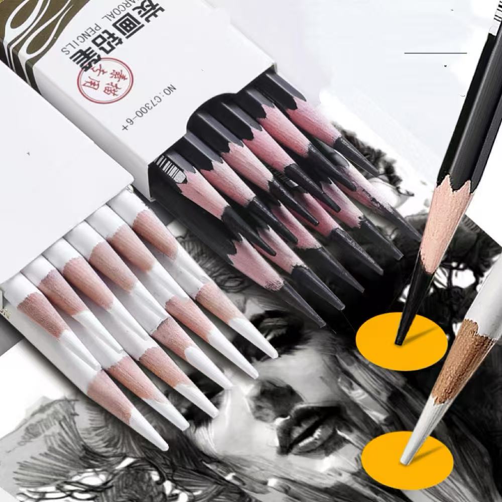 White Charcoal Pencil for Art Students – High-Quality White Highlight Sketching Pencil, Ideal for Drawing Exams and Intensive Training Sessions 6pcs