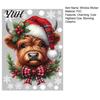 DIY Glass Clings for Living Room Christmas Window Clings, Cute Highland Cow Sticker with Santa Hat, Winter Modern Interior Decoration Stickers