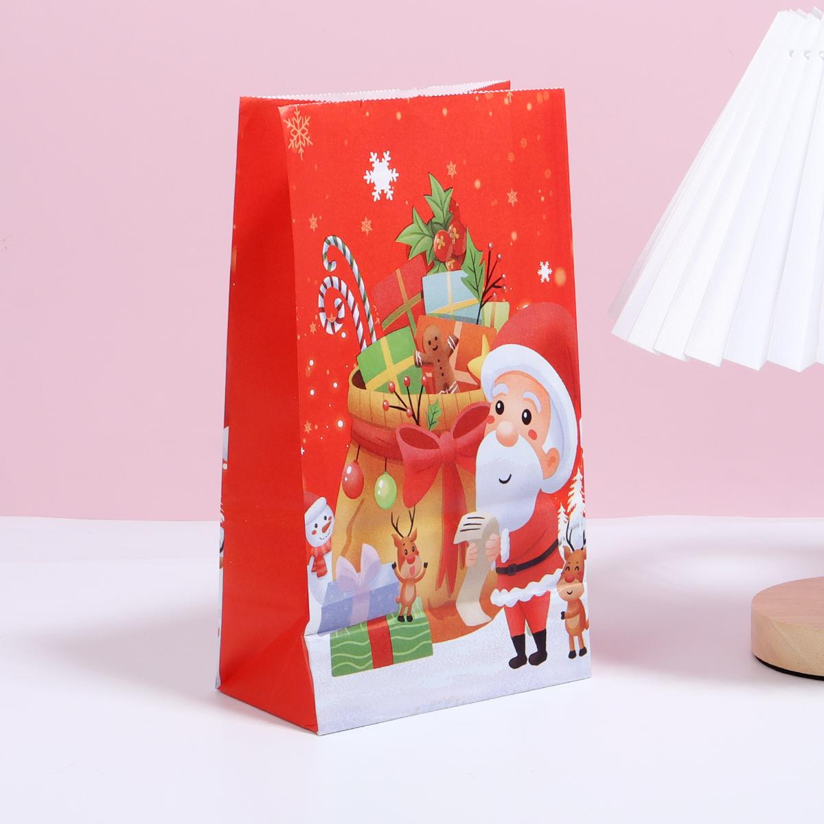 

Рождественские подарочные пакеты из крафт-бумаги Санта-Клаус, упаковка для конфет, печенья, угощений, сумка для рождественской вечеринки, товары для домашнего декора 12Pcs&24x13x8cm
