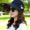 Womens Sun Hat Flowers and Pearls UV Protection Wide Brim Breathable Foldable Summer Beach Packable Visor for Outdoor