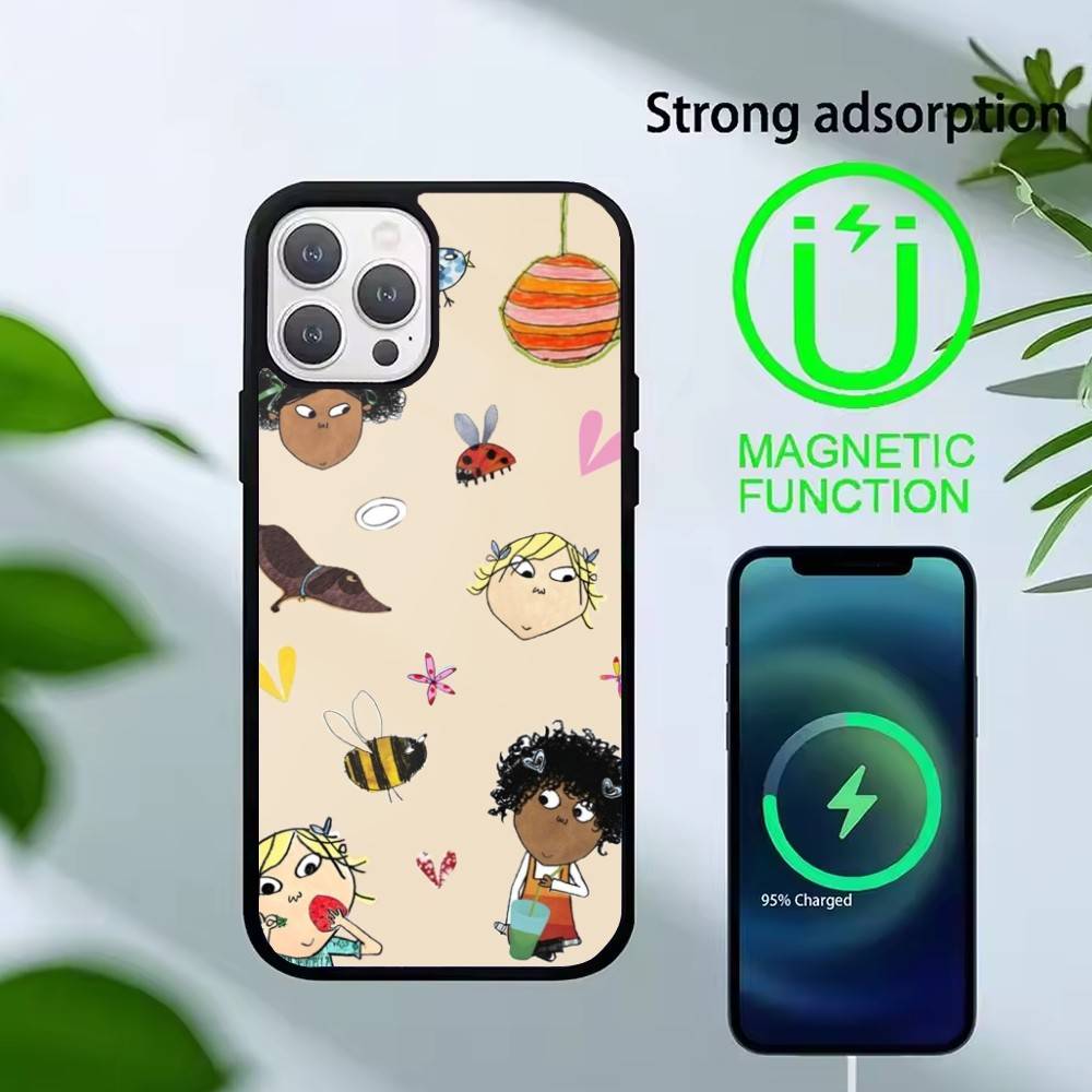 F-Charlie and Lola Cartoon Phone Case For iPhone 17,16,15,14,13,Pro,Max,Plus,Magnetic For Magsafe Wireless Charging