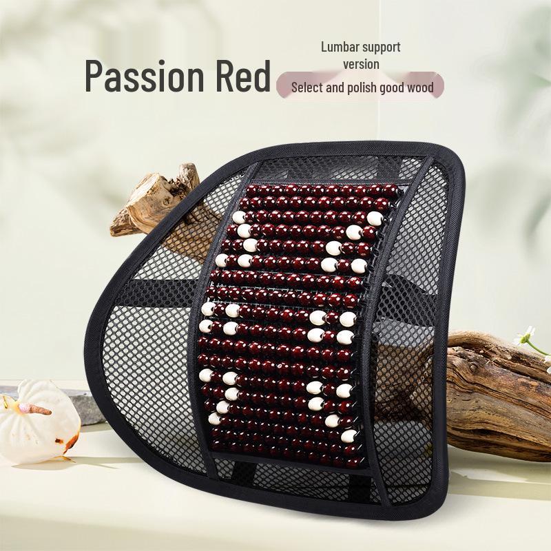 Breathable Car Lumbar Support Cushion with Wood Beads for Summer