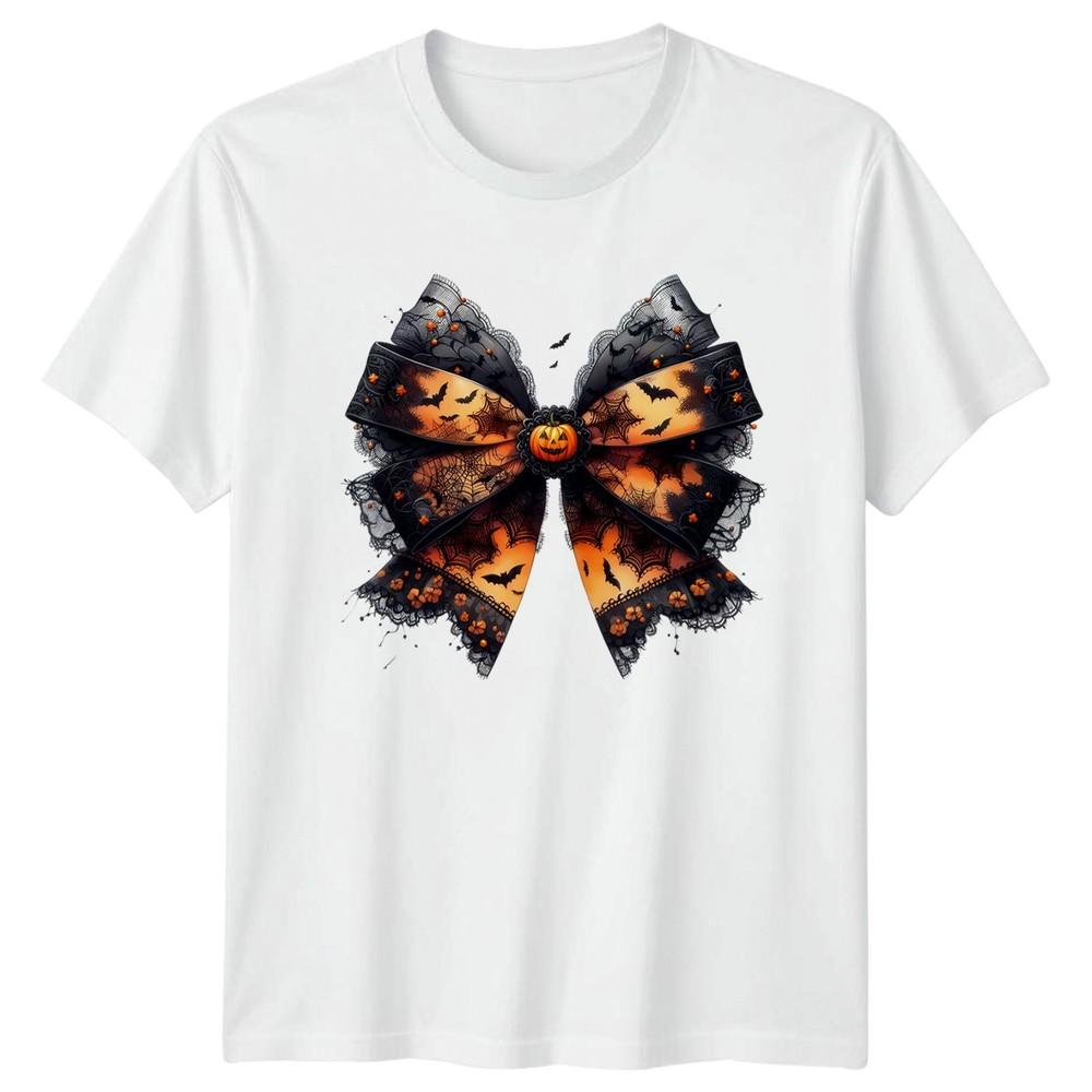 Halloween Spooky Bow Graphic Unisex Unisexs Unisexs Tee Jack O Lantern Bats S