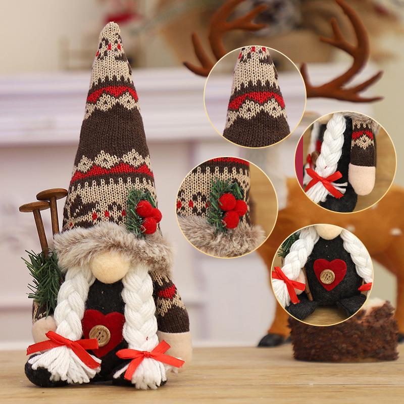 Neue Weihnachtsstrickmütze mit Kiefernzweig und Rudolph-Ornament - Festliches Partygeschenk Spielzeug