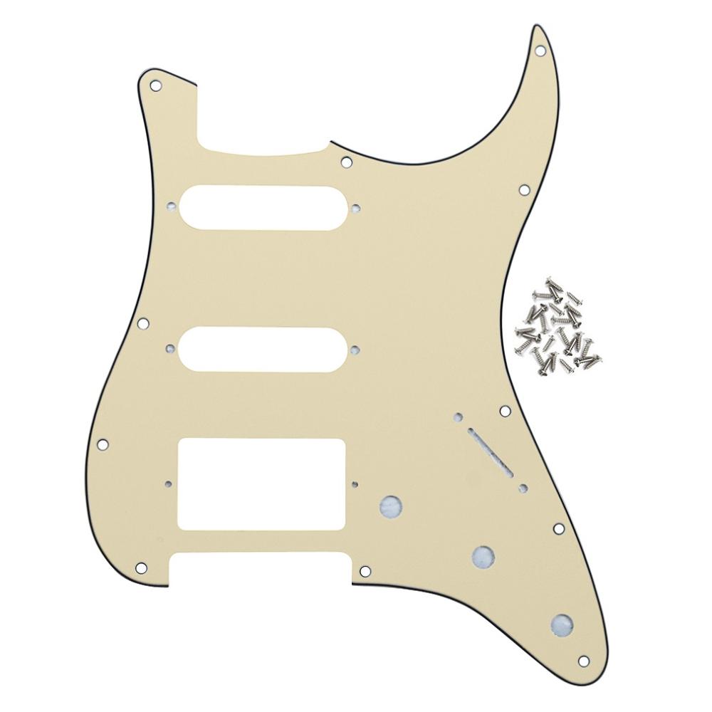 FLEOR 11 Holes HSS Electric Guitar Pickguard SSH Guard Scratch Plate & Screws fit ST Guitar Parts, 8 Colors Option