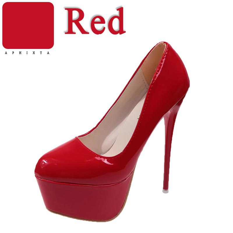 

Модные туфли Aphixta Hot Sale 16,5 см на тонком каблуке, туфли-лодочки на платформе, женские туфли для вечеринок и танцев, платформа 5,5 см, супервысокий каблук, модные туфли-лодочки 50 красный