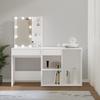 VidaXL LED Vanity Table with Cabinet Cosmetic Table Makeup Vanity Table Jewelry Table Bedroom White Wood 3082017