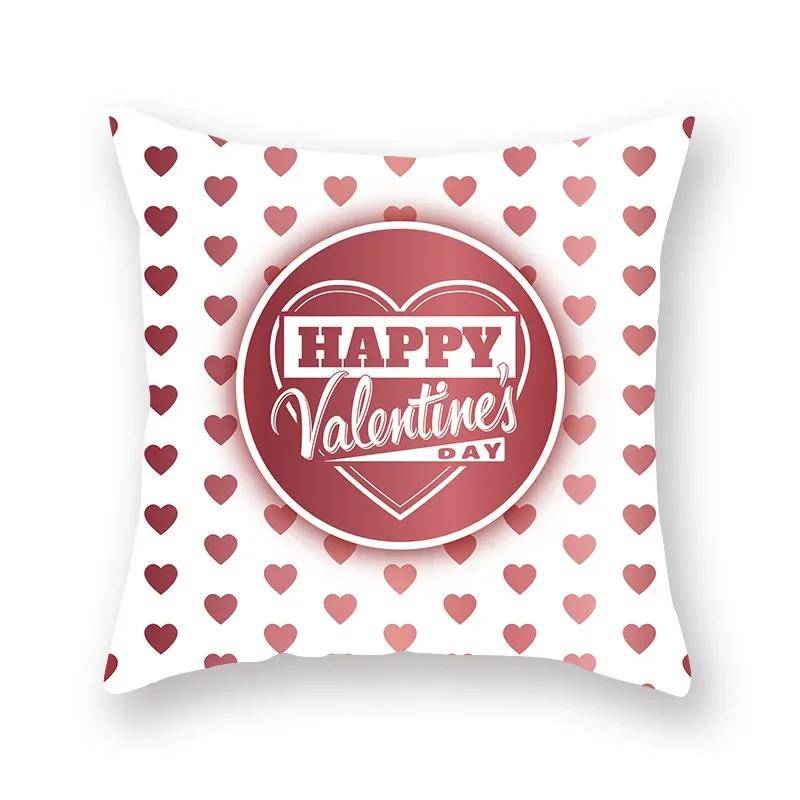 Cute Pink Red Heart Print Home Decor Pillow Sofa Cushion Cover Valentine's Day  Pillowcase