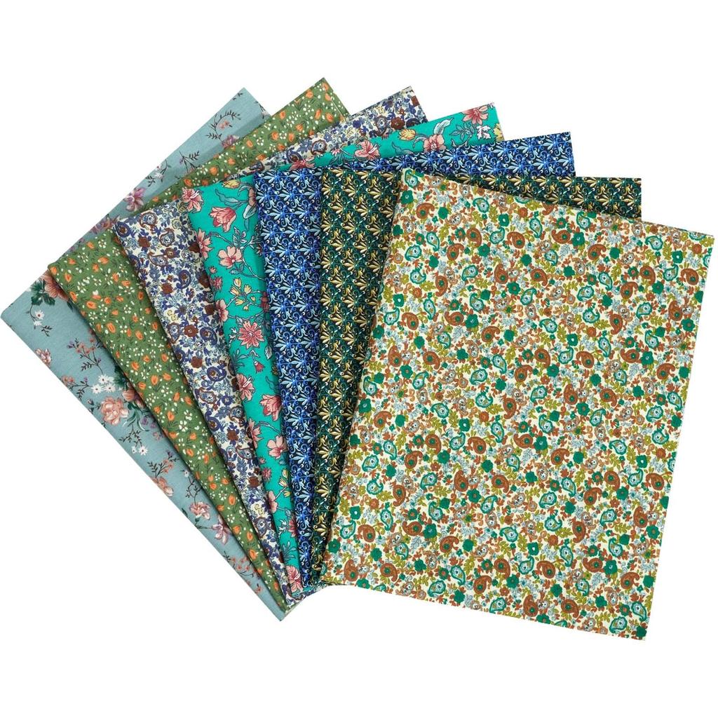 Set 7 Bucăți Material cu Imprimeu Floral Drăguț pentru Artizanat DIY, Resturi, 46x56cm,