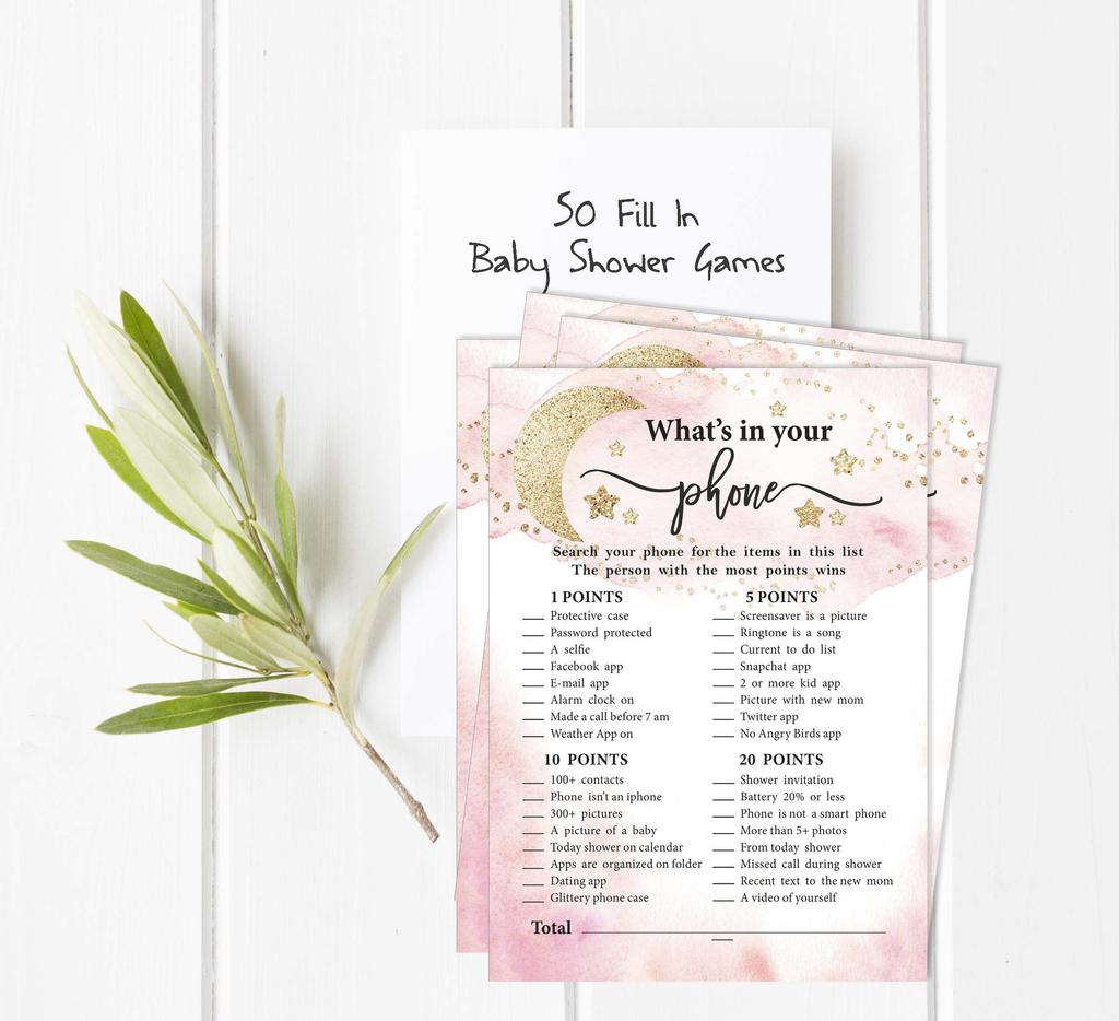 Inkdotpot 50A  Advice CardsA  For Baby Shower Game Glitter Star Advice For New Mom & Dad Gender Reveal Boy Or GirlA  Party