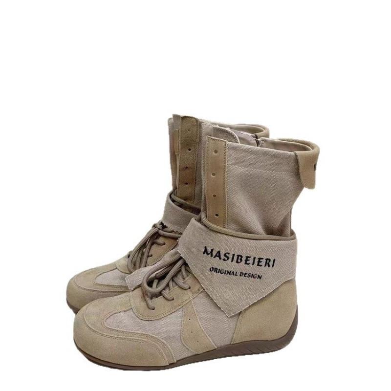 Martin Boots Women's New Autumn Retro Lace-up Matte Locomotive Boots Light and Comfortable Wasteland Wind Tooling Boots