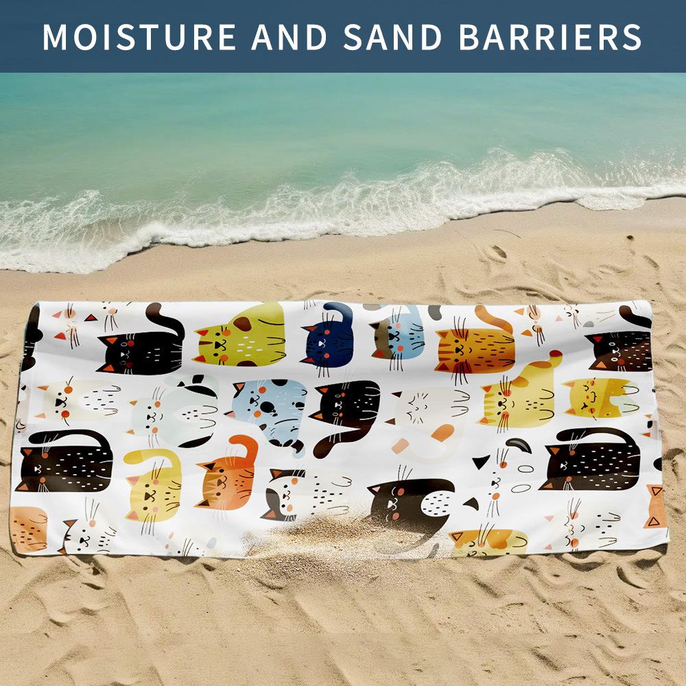

New, double-sided velvet beach towel quick-drying sports towel printed bath towel [Spot sale]