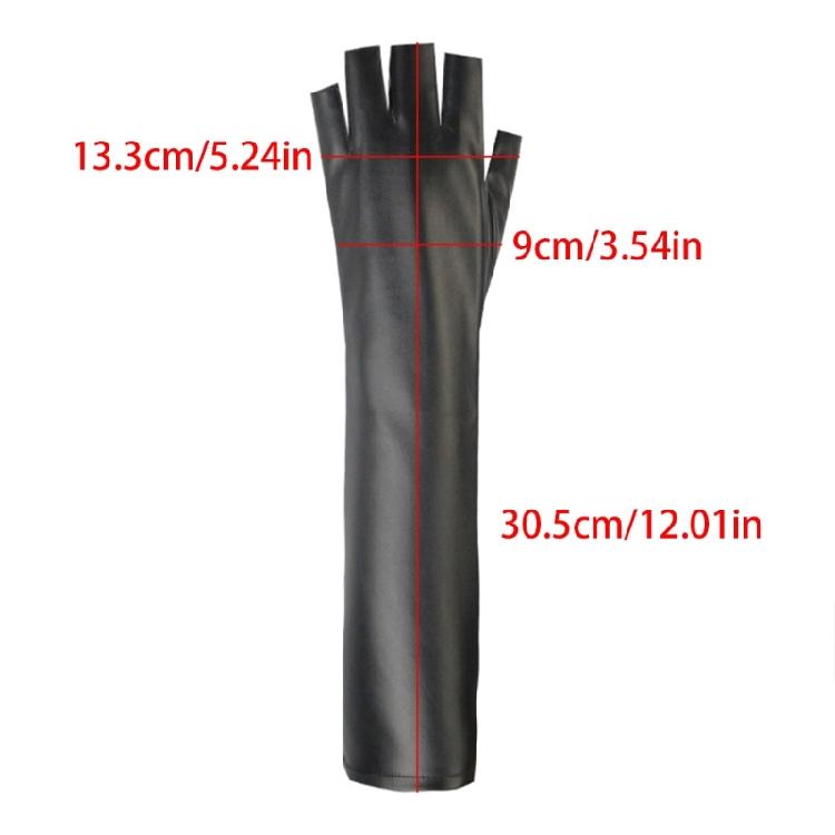 Women Fashionable Fingerless Winter Gloves Extended Wrist Coverage Windproof Faux Leather Gloves With Soft Fleeces Interior