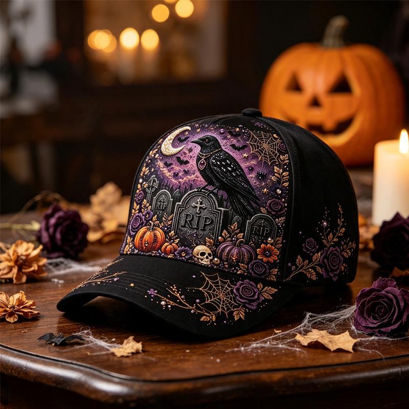 Halloween print baseball cap street accessory hat everyday casual sun hat