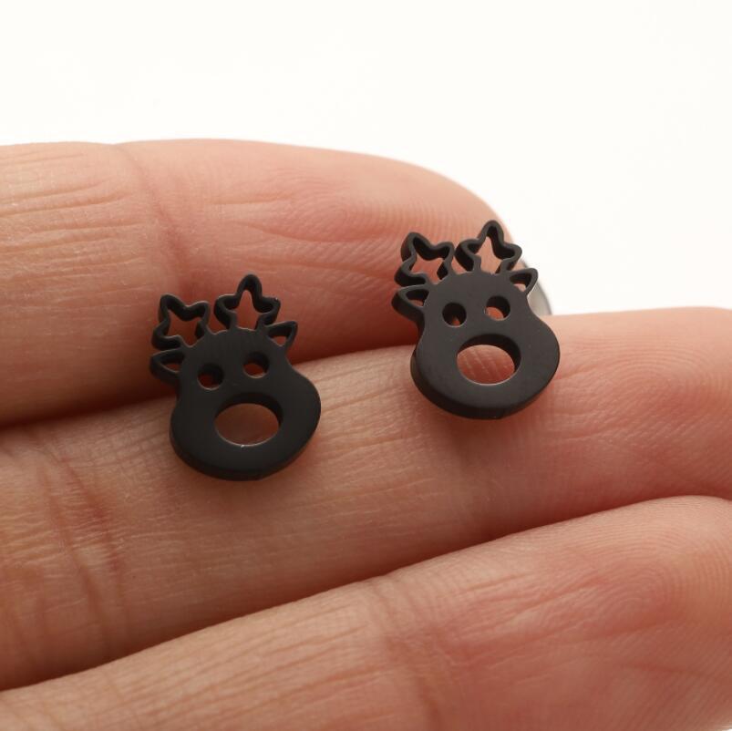 Mini Stainless Steel Cartoon Animal Earrings - Kitten, Deer, Snake, Bee Designs