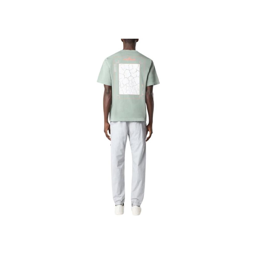Stone Island Logo Round Neck Drop Shoulder Short Sleeve T-Shirt Men T-Shirts Gray-Green K1S1521002-RCS0137-V0055