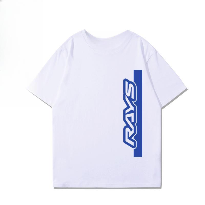 Japan RAYS Wheel Hub Modified Car Jdm Short-sleeved T-shirt Men's and Women's Pure Cotton Half-sleeved Casual Wear Top Versatile