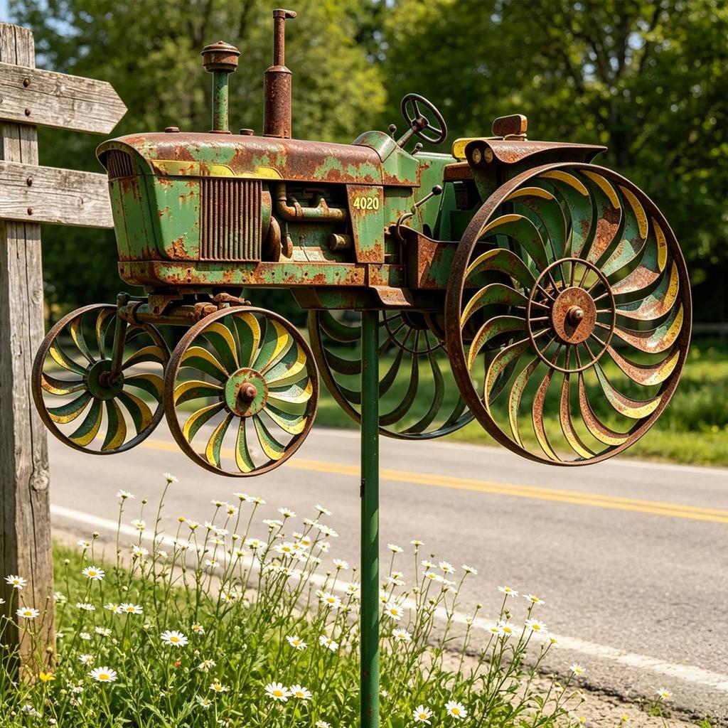 Tractor Windmolen Geluidloos Uniek Buiten Beelden Zonbestendig Grond Windmolens voor Terras Tuin voor Buiten