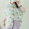DIMANAF 2026 Summer New Plus Size Women Colorful Print Short Sleeve Shirt Blouse Cotton Lady Tops Tees