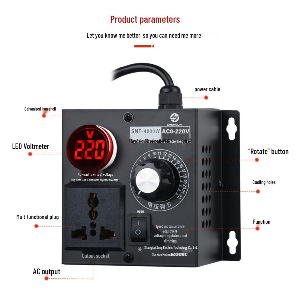 4000W Thyristor Voltage Regulator: Variable Speed Motor, Fan, Electric Drill & Temperature Controller (220V)