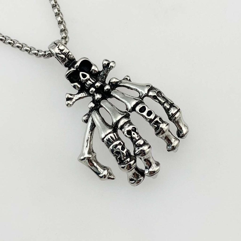 Necklace Versatile Chain Hip-hop Men's Trendy Brand Street Hand Bone Bouncy Pendant