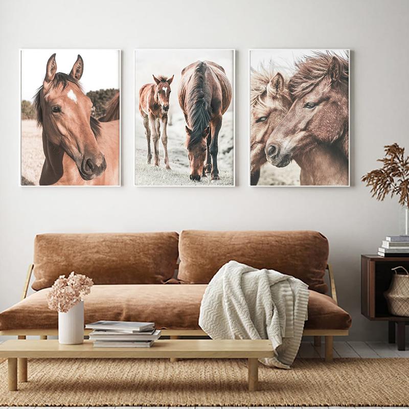 Horse Poster Print Modern Horses In The Field Wall Art HD Picture Canvas Painting Living Room Mural Home Decoration Gift Cuadros
