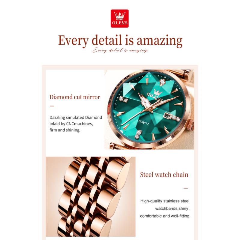 Luxury Brand Diamond Quartz Women's Watch Fashion Elegant Rose Gold Waterproof Women's Bracelet