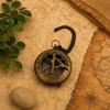 Sundial Compass with Leather Case, Brass Pocket Compass, Engraved Gift for Him, Unique Anniversary Explorer Gift