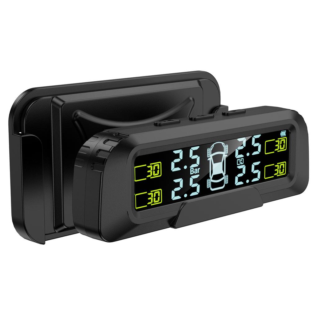 Tire Pressure Monitor with 4 External Sensors, Solar and Type C Charging, Auto On Off, Low Battery Alarm for Car SUV