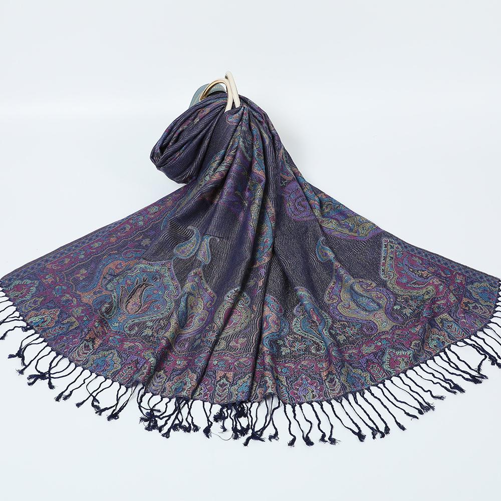Jacquard cashew fringed shawl new autumn and winter women's headscarf floral extended scarf