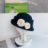 Elegant Camellia Flower Cap French Style Women's Formal hat Vintage Floral Bowler Hat  Famale