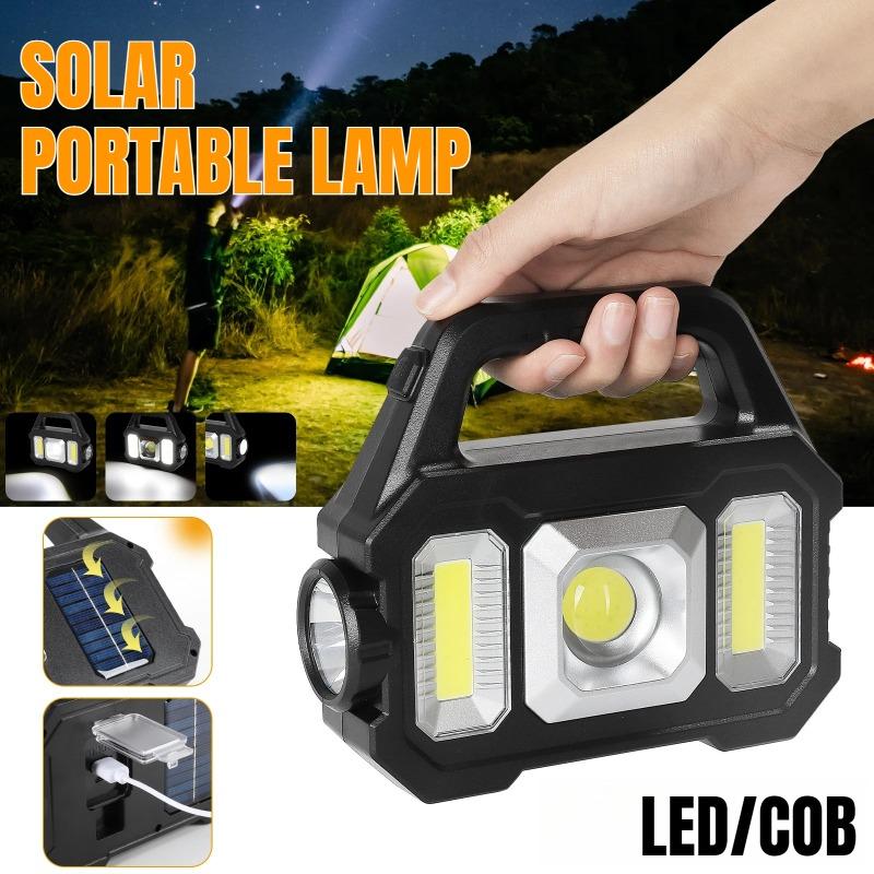 Torcia LED Solare da 1200mAh - Luce Ricaricabile per Campeggio/Lavoro con 6 Modalità, Impermeabile IPX7 per Emergenze Outdoor Escursioni