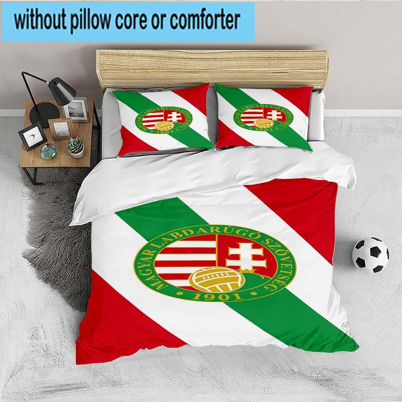 Hungarian Football Emblem 3PCS Bedding set,Ideal for 1pc Duvet Cover And 2pcs Pillowcases Perfect for Fan gift,Ideal for Bedroom, Dormitory
