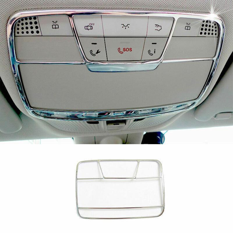 ABS Silver Front Reading Light Lamp Frame Trim For Benz C-Class W205 2015-