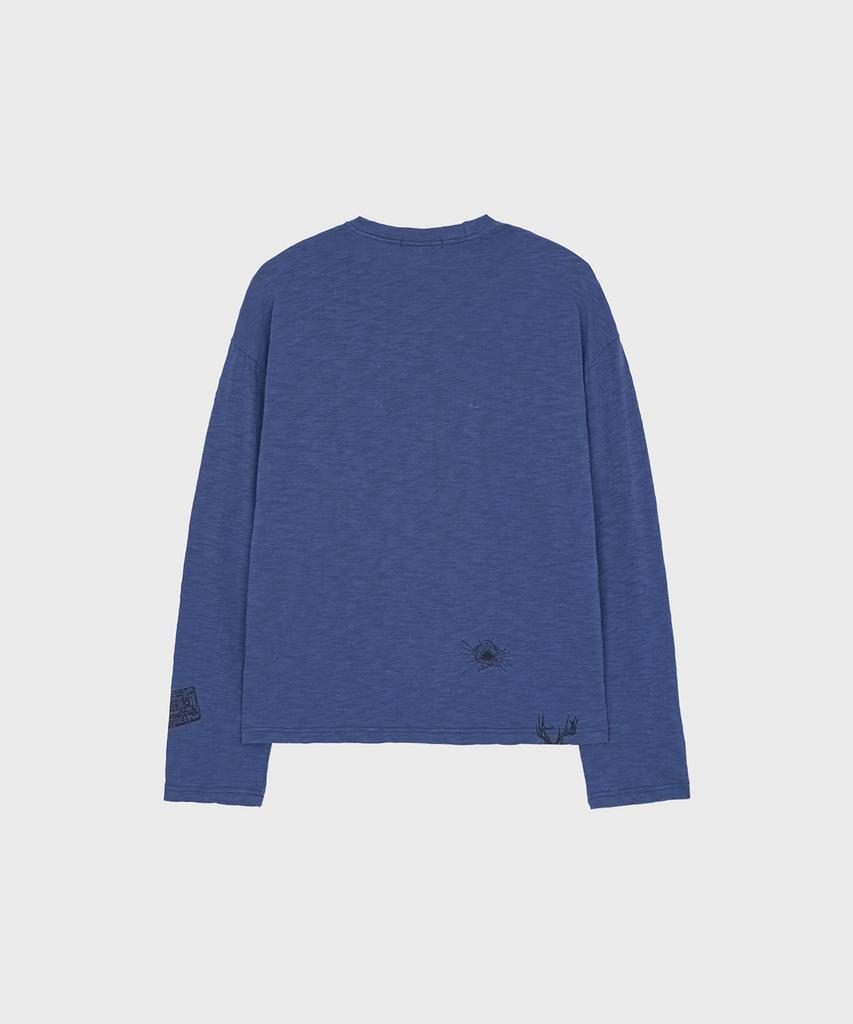 Seopiseuedisyeon Tattoo Long-Sleeve T Shirt Iris Blue