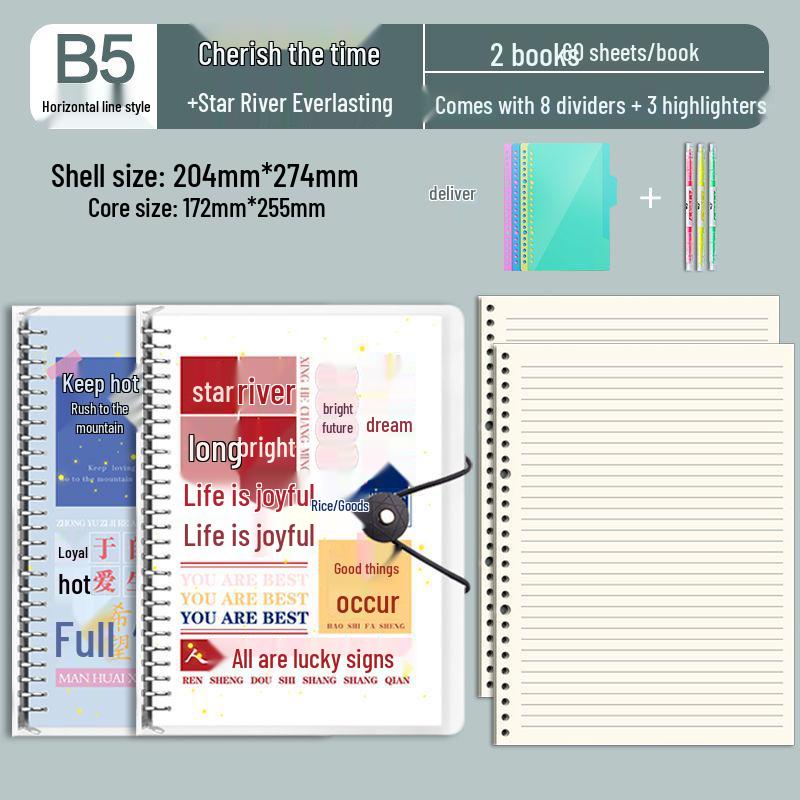 B5 Detachable Coil Ring Binder Thickened Notebook - High Aesthetic Ins Style