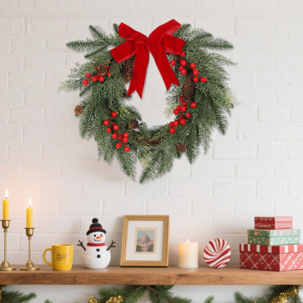 Christmas Wreath Berry Front Door Hanging Wreath With Large Bow Decoration Christmas Crafts Supplies Christmas Decorations