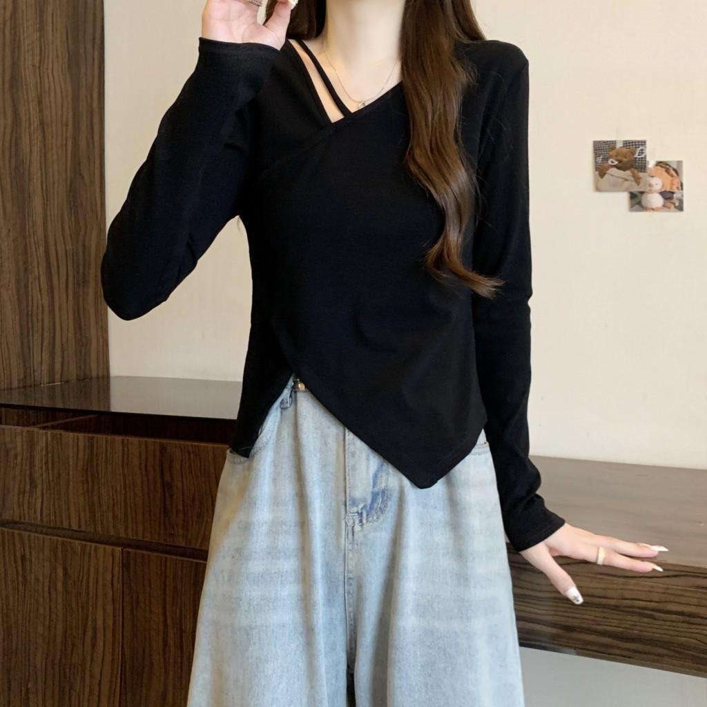 Oversized V Neck T Shirt For Women With Embroidery And Asymmetrical Design For Casual Wear