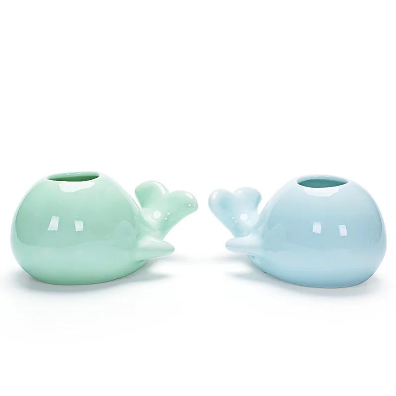 3D Home Furnishing Crafts Hydroponic Flower Inserted Creative Celadon Whale Elephant Flower Pot,home Ceramic Pot Vase Decoration