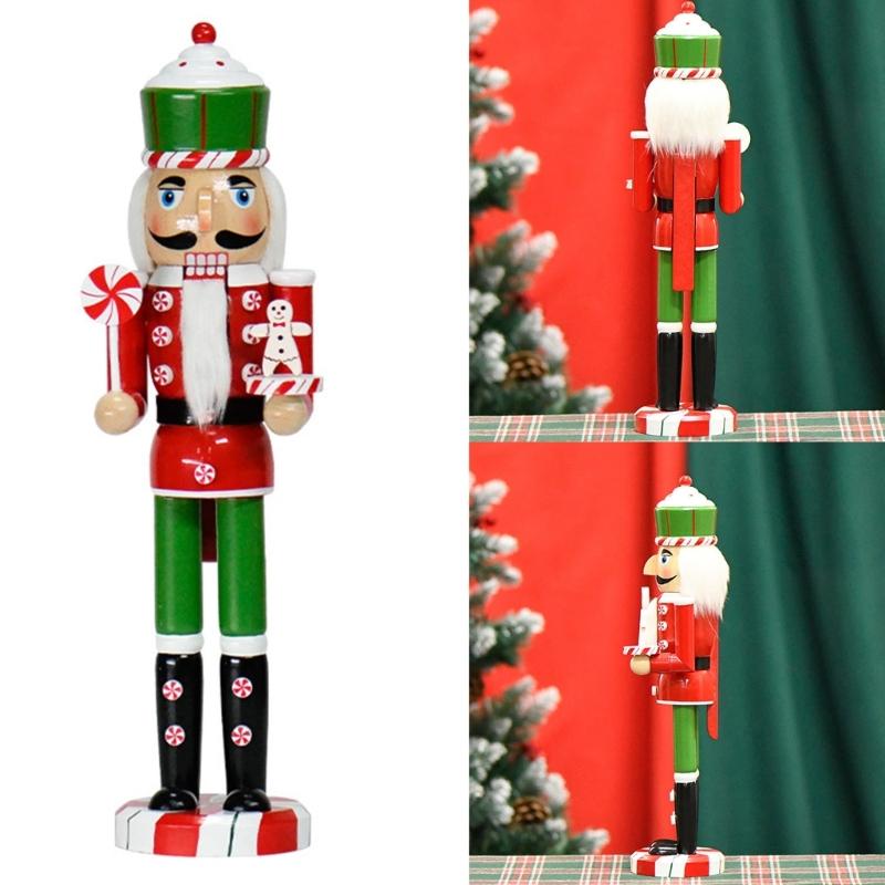 Classical Wood Candy Cookie Nutcrackers Soldier 38cm Holiday Decorative Figurine for Mantle Table Centerpieces Decors
